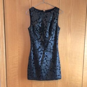 Bebe Black Leatherette Mini Dress, Size 0
